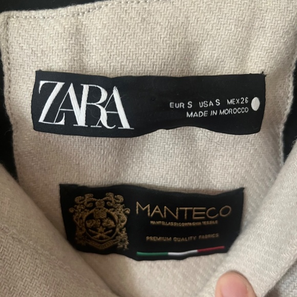 Zara Manteco Wool Shirt Jacket Cream Size S - Picture 4 of 5
